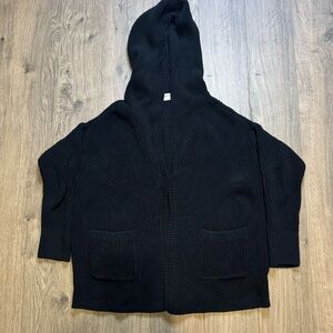 Victoria's Secret Black Knit Hooded Cardigan Open Front Women's O/S Size S